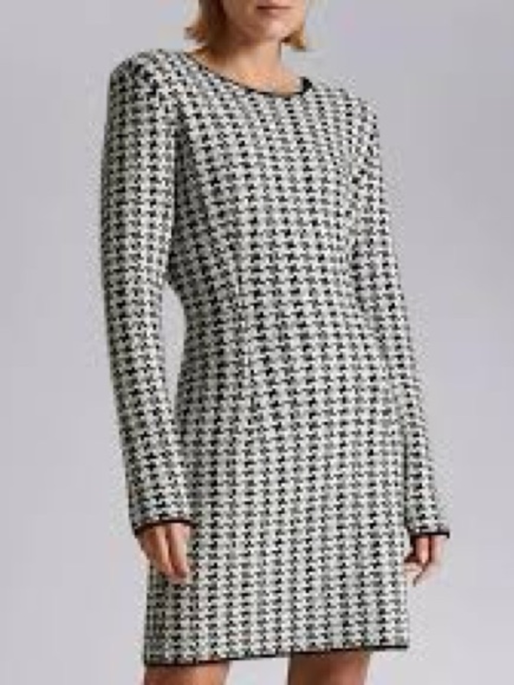 & Other Stories Sweater Dress Womens L Black White Houndstooth Wool Alpaca